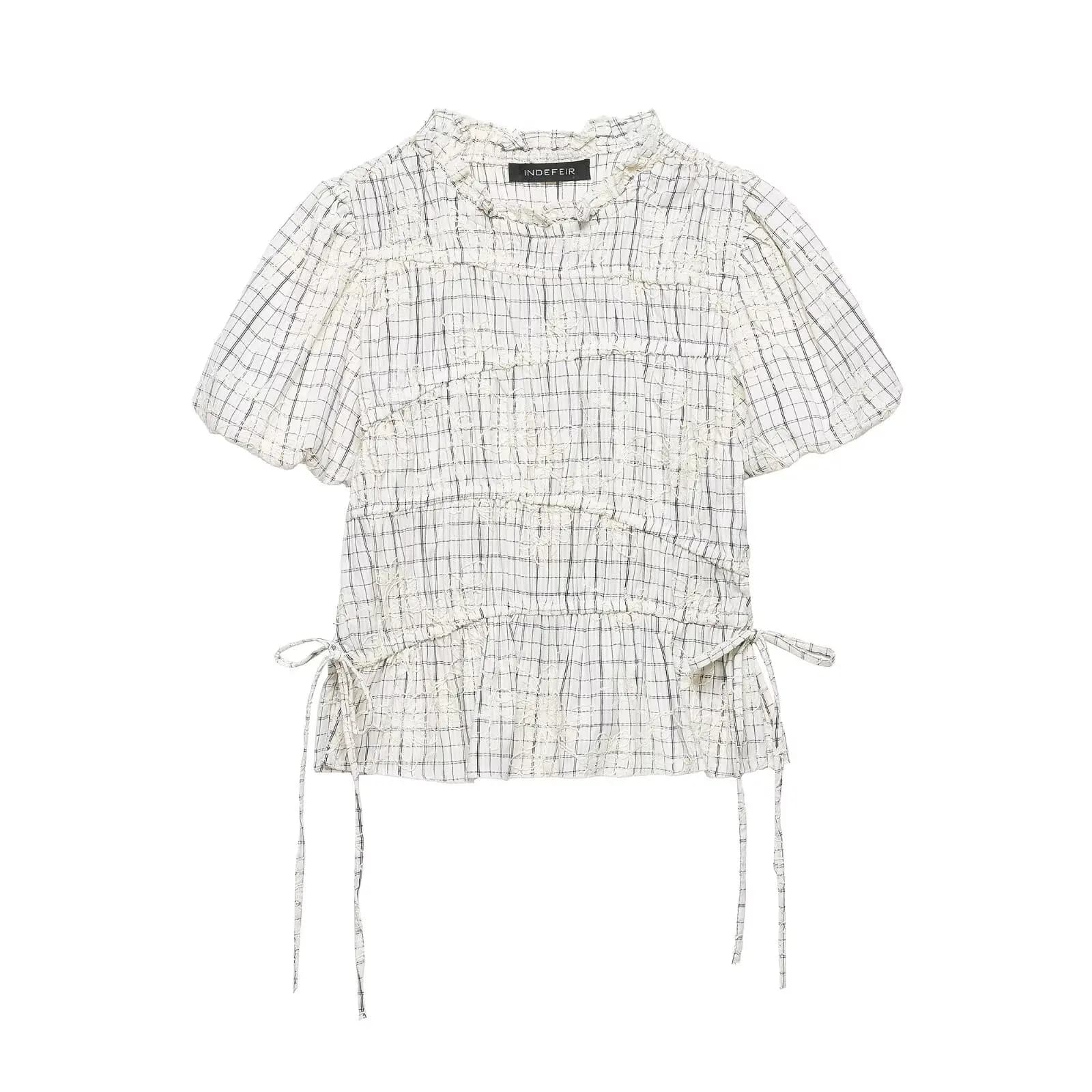 Ensemble jupe taille haute pour femme, nouvelle collection printemps, haut à col volanté et jupe éva