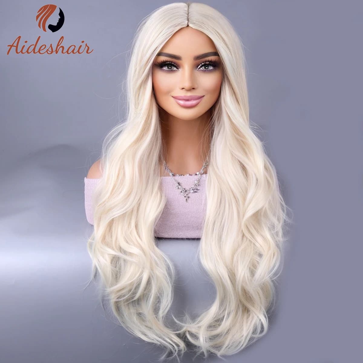 perruque synthétique Europe et états-unis nouvelle perruque de cheveux longs bouclés milieu section 