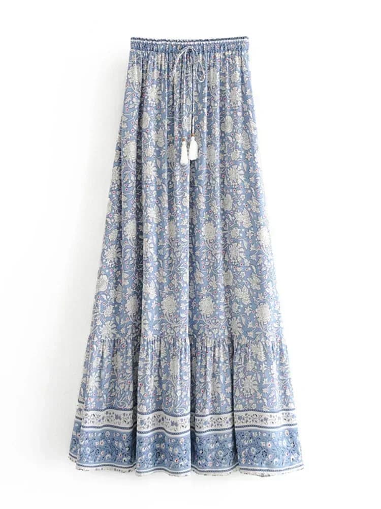 Vintage Chic mode femmes Hippie plage bohème imprimé floral jupes taille haute Maxi a-ligne Boho jup