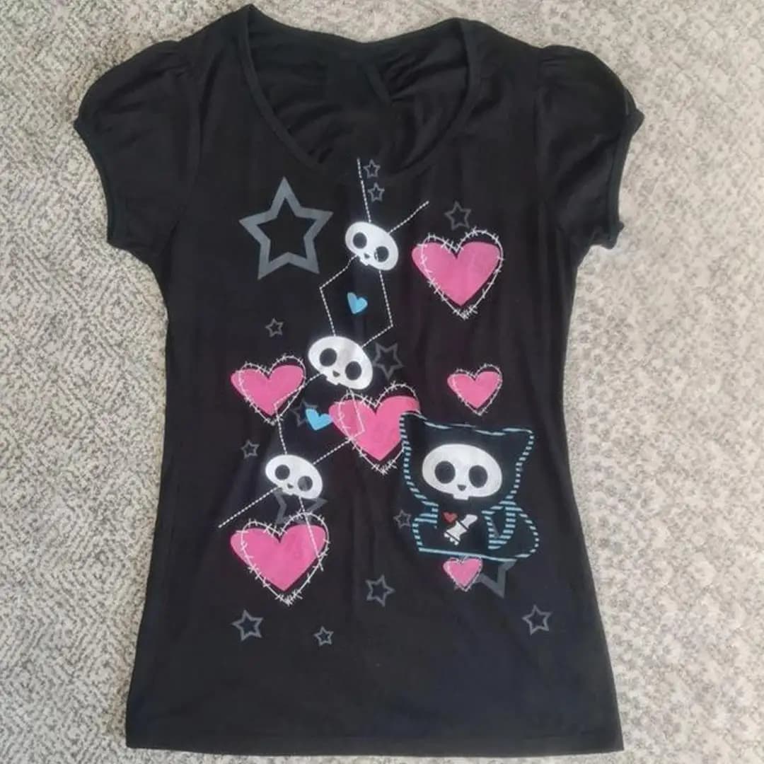Lettres imprimées gothique Vintage Punk noir culture hauts femmes Streetwear bébé T-Shirt Vintage à 