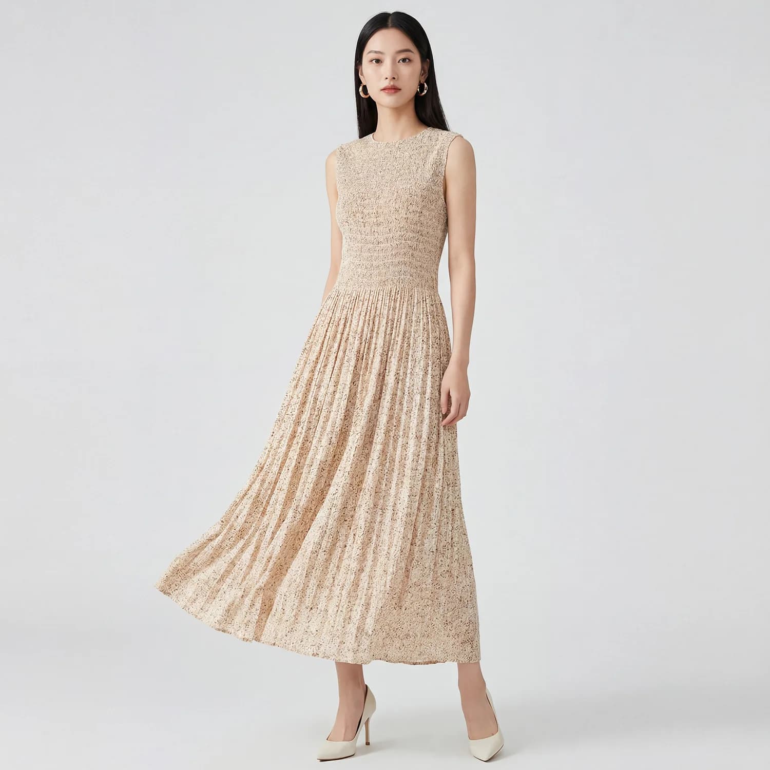 Jupe midi Miyake à pois, nouveau style été 2026 pour femme, jupe tulipe mi-longue, jupe droite ample