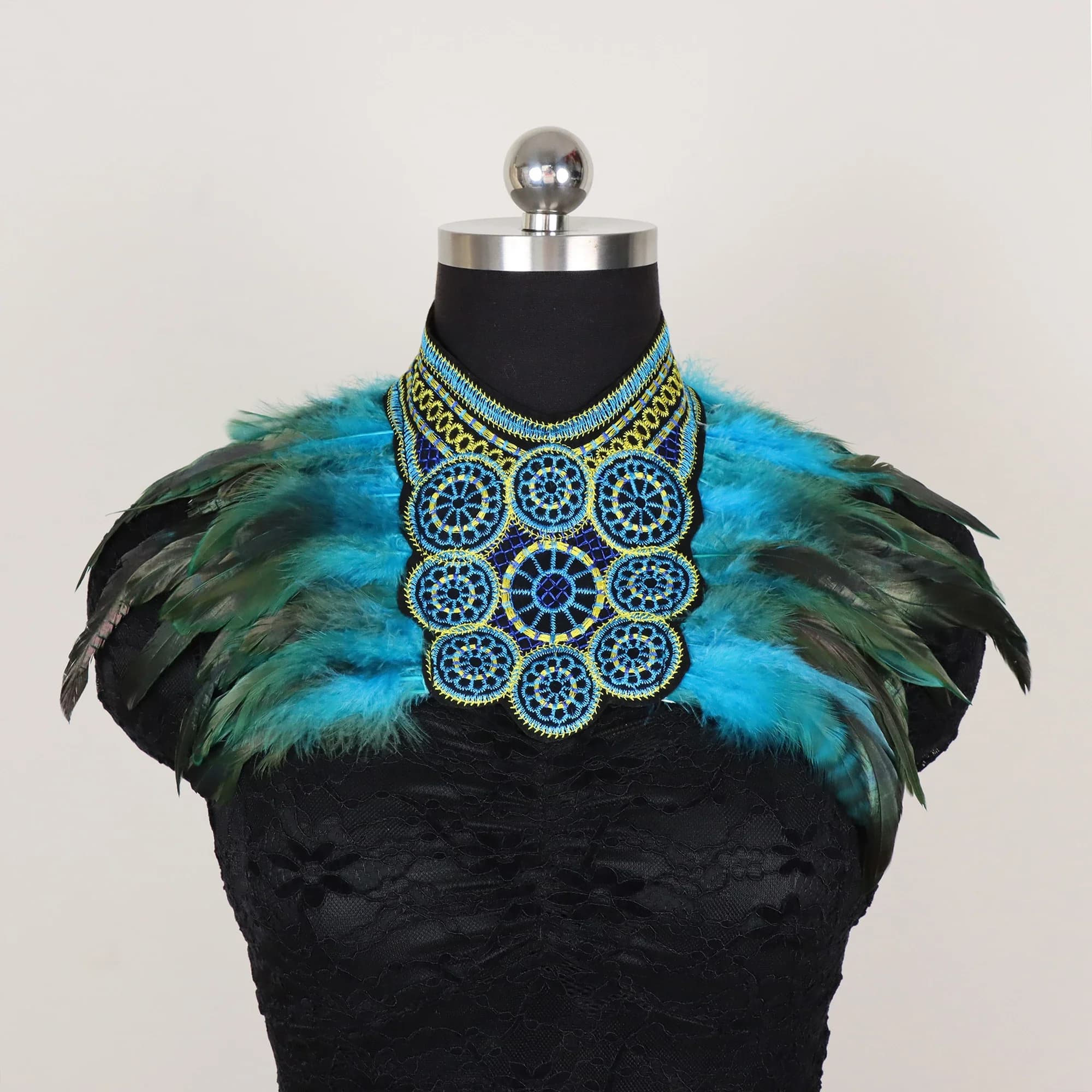 Châle en dentelle de plumes pour hommes et femmes, Cape gothique Punk en plumes, écharpe en plumes n
