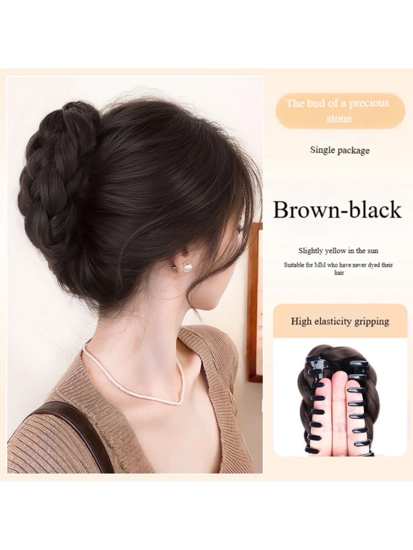 Postiche chignon tressé pour femmes, faux cheveux, colle à griffes, accessoires pour cheveux moelleu