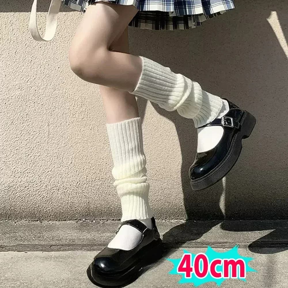 Jambières Lolita tricotées 40-70cm, chaussettes longues pour femmes, couvre-pieds en laine, chauffe-