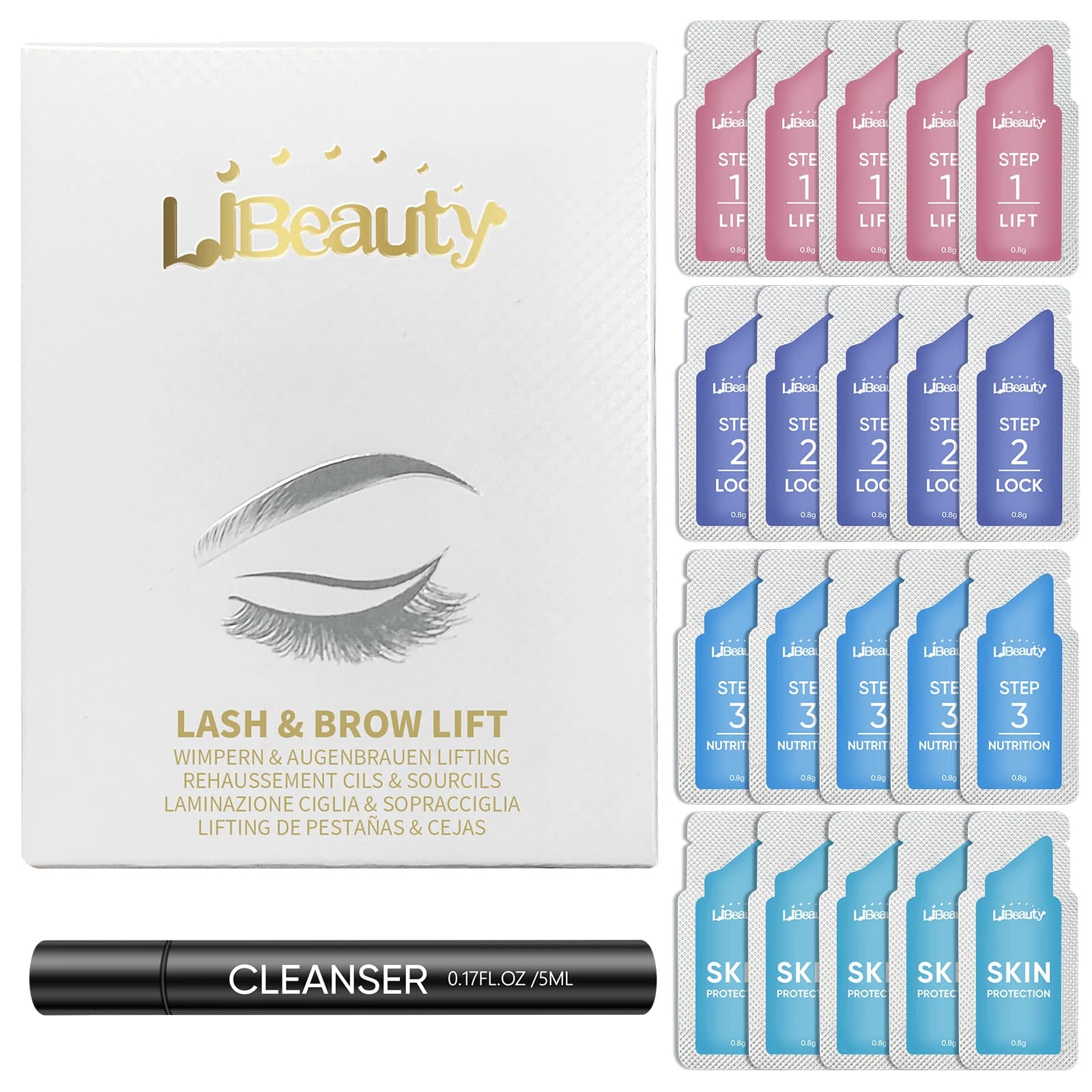 Kit de lamination des sourcils et de rehaussement des cils Libeauty, version améliorée, sachet jetab