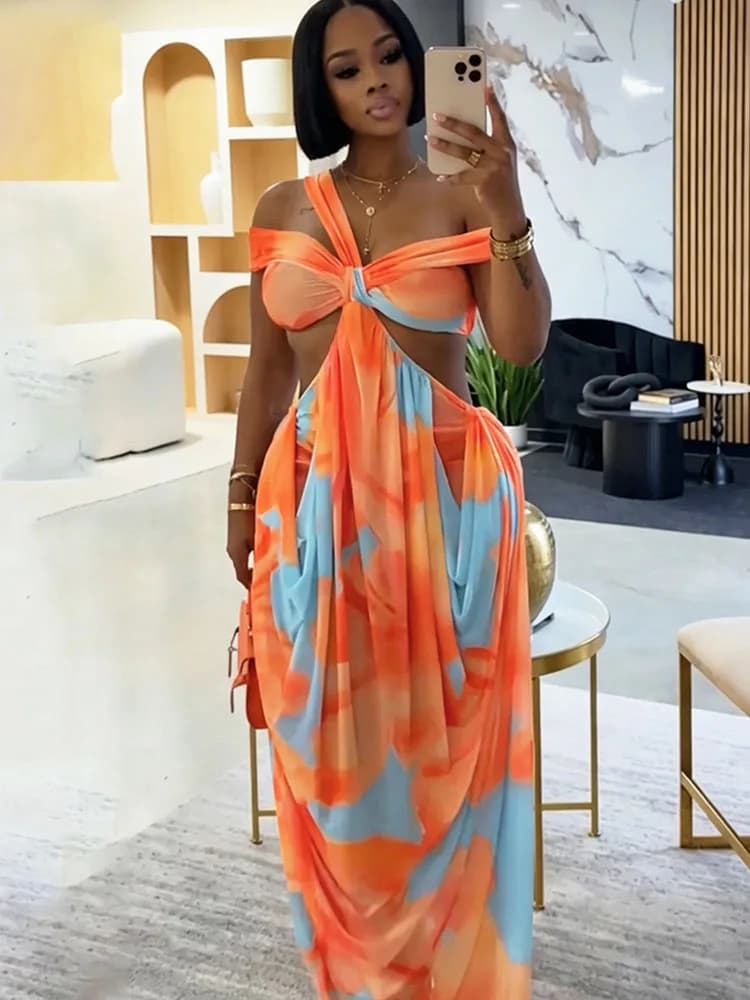 Robes longues bohèmes sexy à épaules dénudées pour femmes, idéales pour les vacances, avec décolleté