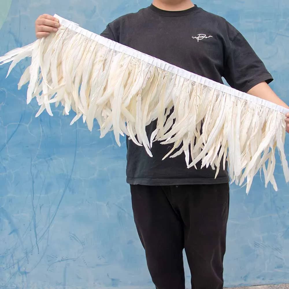 Queue de coq de faisan de 1 mètre, garniture de ruban de plumes blanches 25-30cm, plumes de décorati