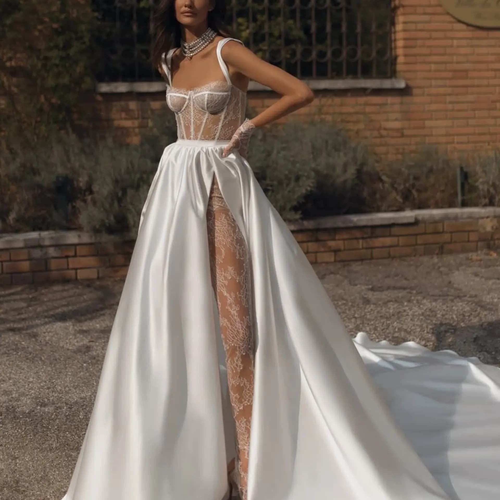 Jupe détachable longueur au sol pour femmes, avec fente haute, ligne a, tendance, robe de soirée de 