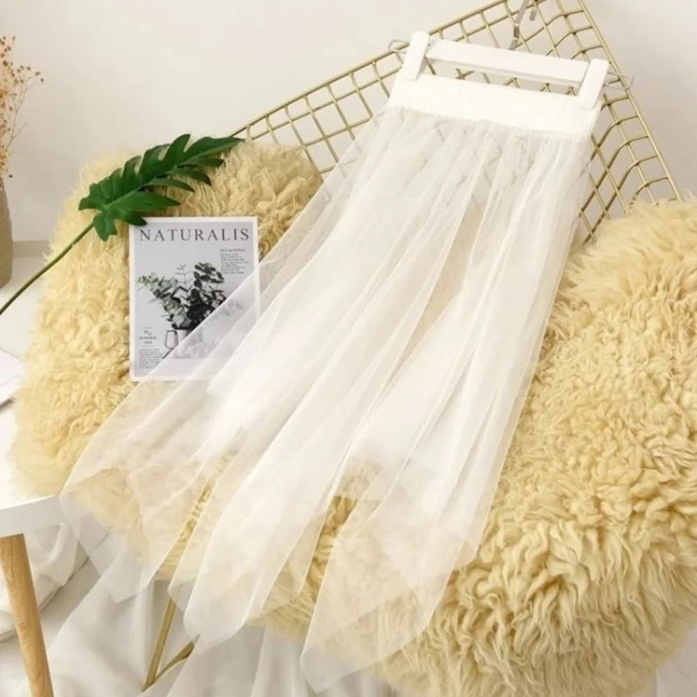 Jupe longue élégante en dentelle transparente et tulle noir et blanc, jupe irrégulière pour femme