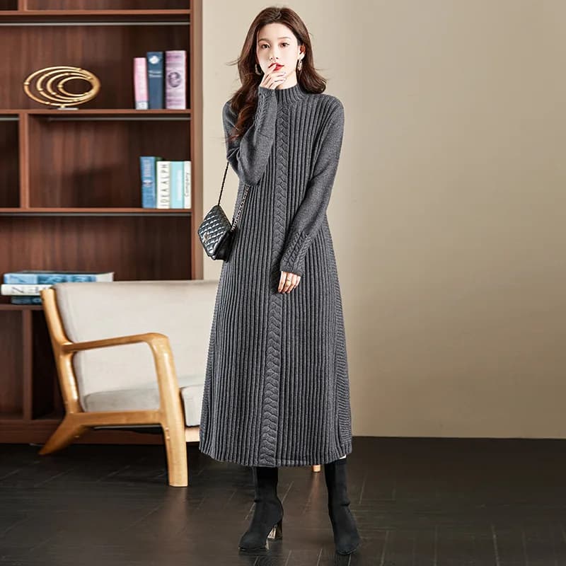 Hauts pull femme Style Long pull vêtements d'hiver femme automne hiver chaud dame demi col haut pull
