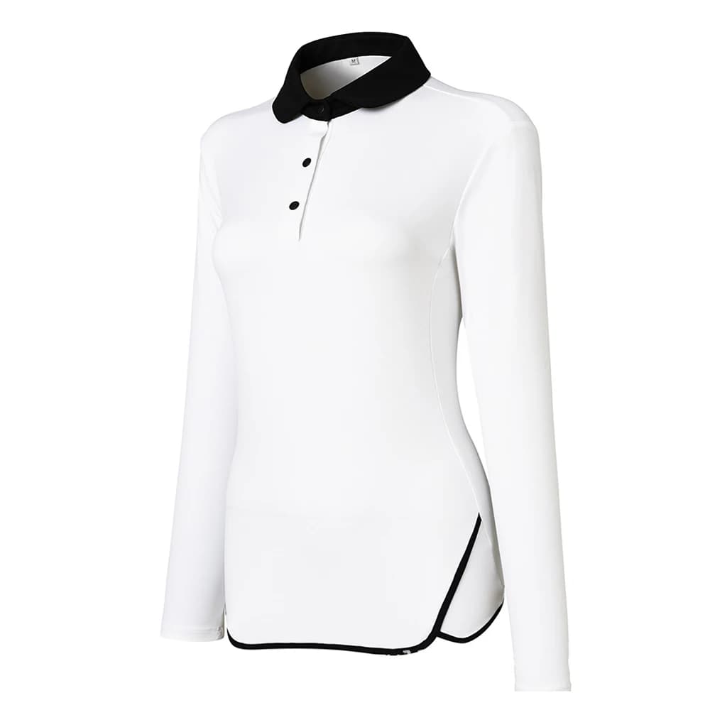 Polo de golf pour femme printemps/automne - Haut de performance à manches longues coupe ajustée avec