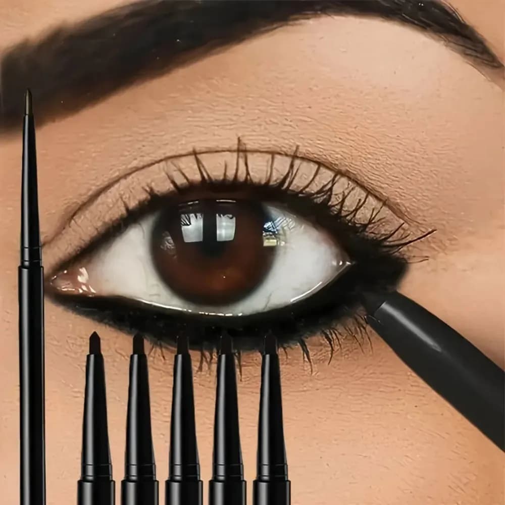 5 stylos eyeliner noirs imperméables et résistants à la transpiration - Design longue durée et anti-