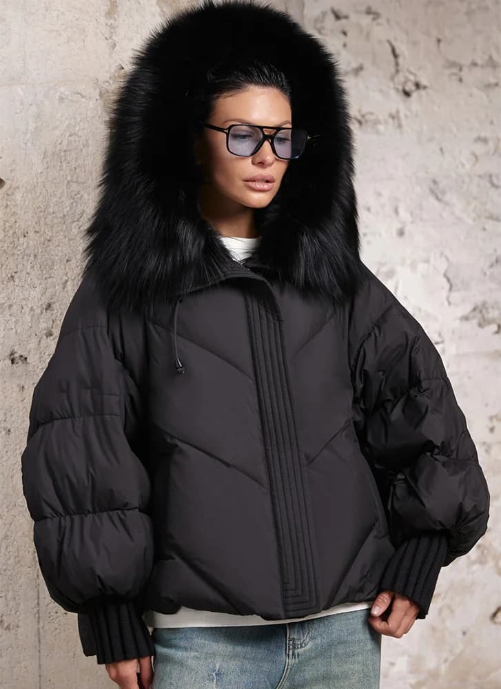 Vestes d'hiver en duvet d'oie pour femmes, col en vraie fourrure de renard, à capuche, épaisse, four