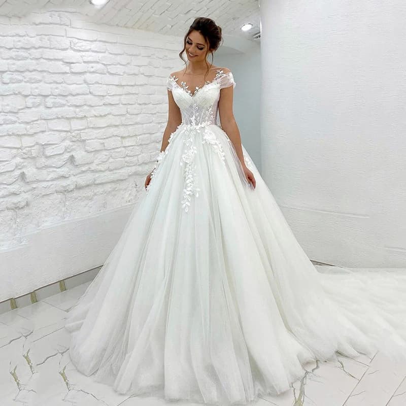 Robes De mariée princesse épaules dénudées dentelle 3D appliques dames sans manches Boho robes De ma