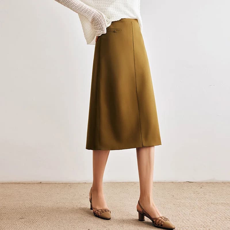Jupe crayon droite taille haute unie OLrain pour femme, nouvelle collection automne 2026, idéale pou