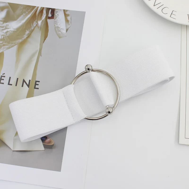 Ceinture élastique en métal, boucle d'anneau, robe pull pour femmes, jupe élastique coréenne, sangle