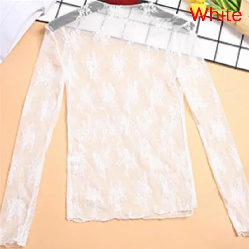 T-shirt transparent à manches longues en tulle, élégant, sexy, maille, transparent, t-shirt en Y