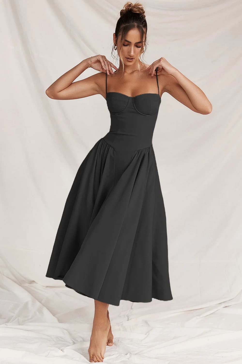 Nouvelle robe longue rétro française à épaules dénudées pour femmes