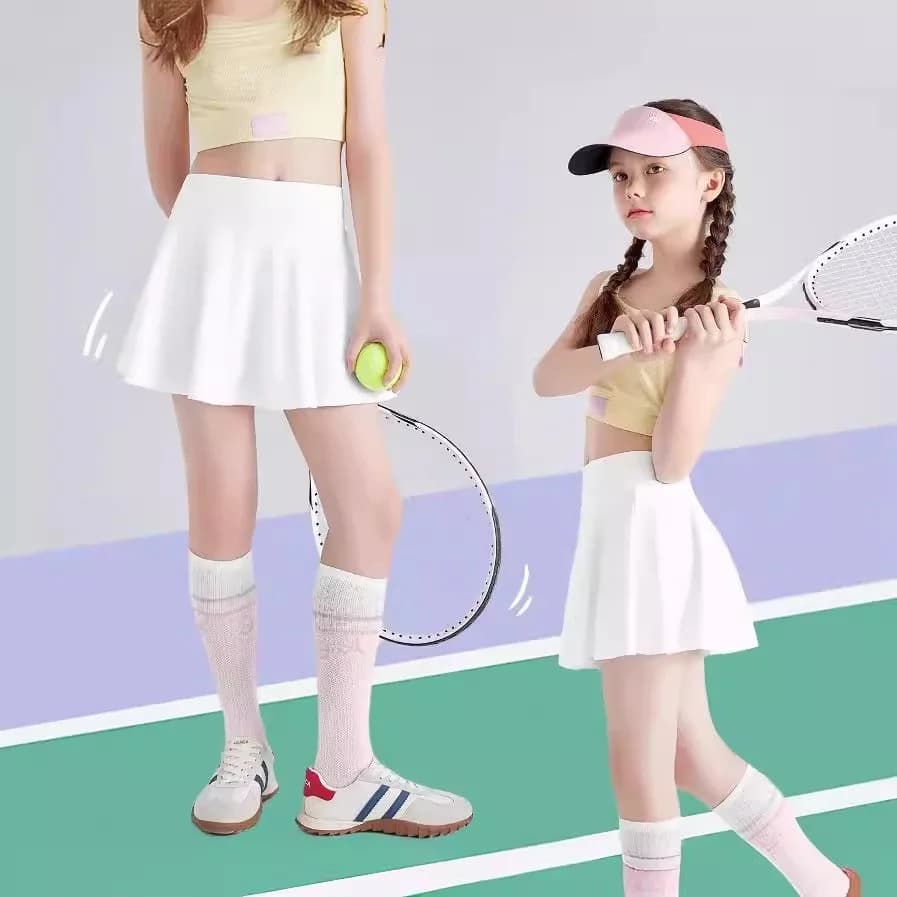 Jupe de Tennis plissée à séchage rapide pour filles, avec short intégré, jupe de sport de Yoga blanc