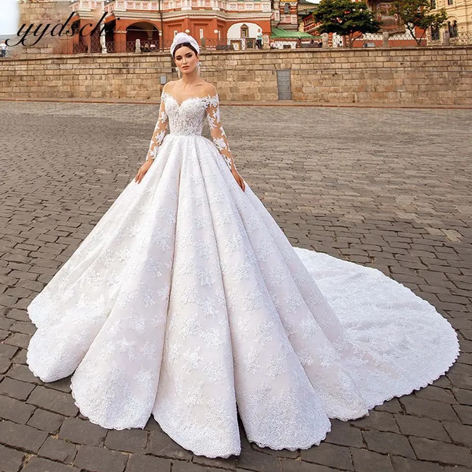 Robes de mariée blanches à manches longues 2026 pour femmes, avec appliques, dos nu, robe de soirée 