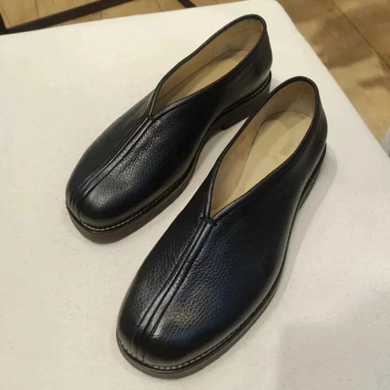 Chaussures carrées pour hommes et femmes, collection Printemps-Été 2025, style rétro, à semelles sou