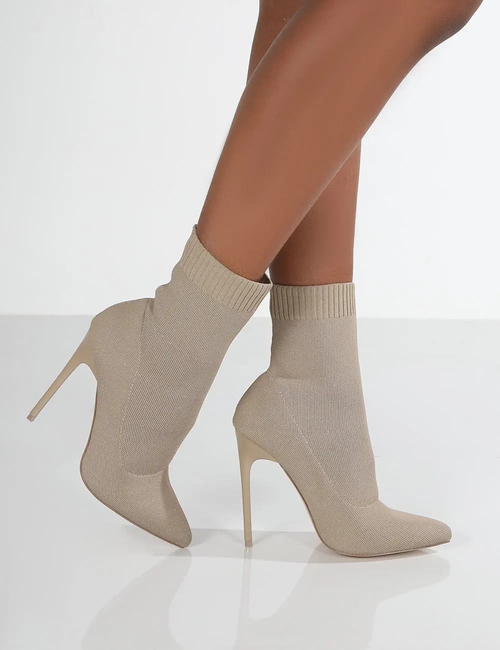 Femmes bottes courtes talons hauts chaussures pour femmes automne hiver Botas Mujer tricoté bottines