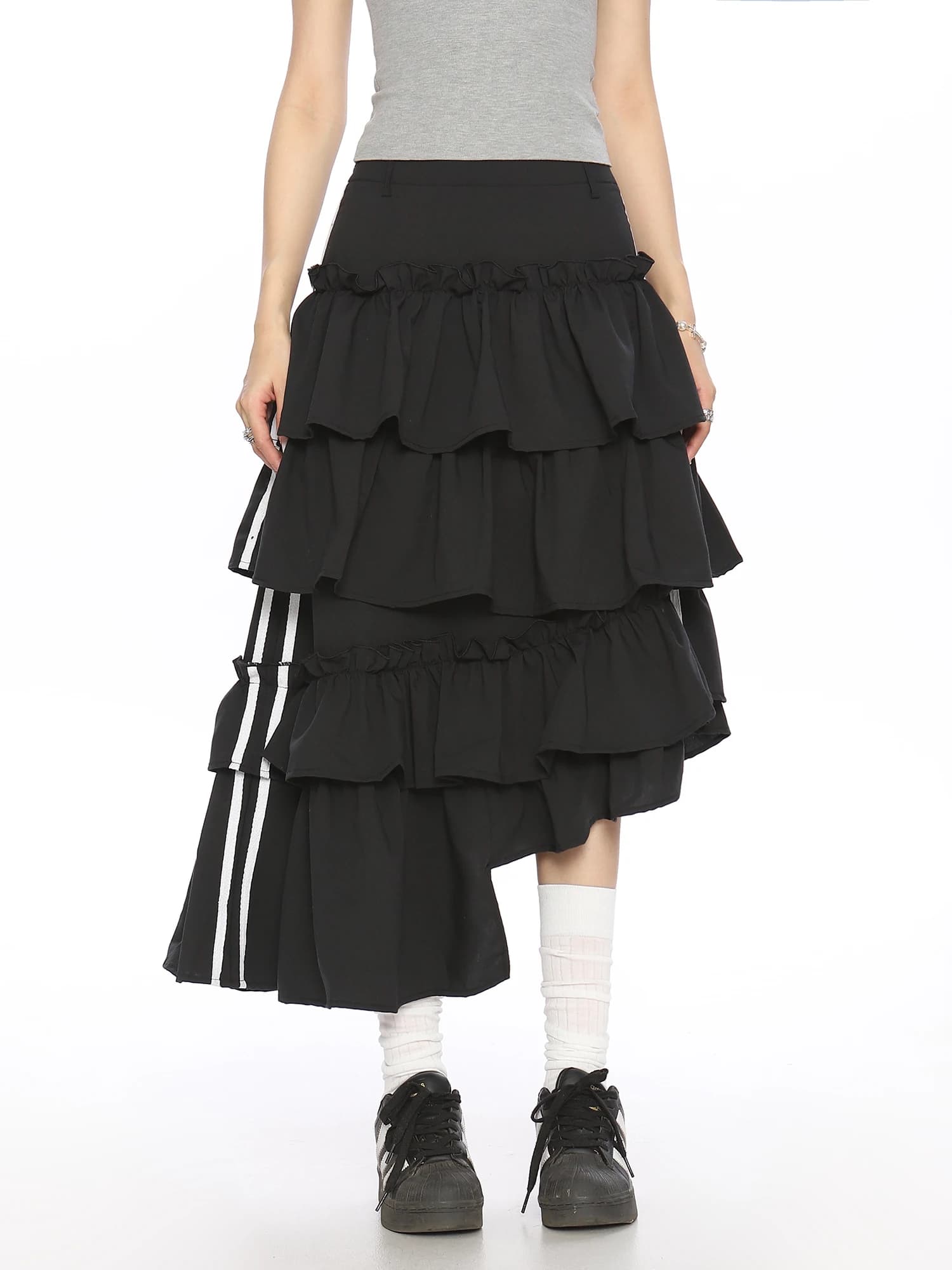 Jupe de haute qualité pour femmes, nouveau Style américain rétro à rayures irrégulières, Design cont