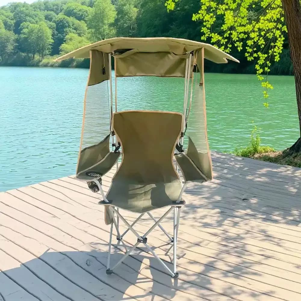 Chaise pliante d'extérieur à trois côtés avec rideau, chaise pare-soleil, chaise de pique-nique, cha
