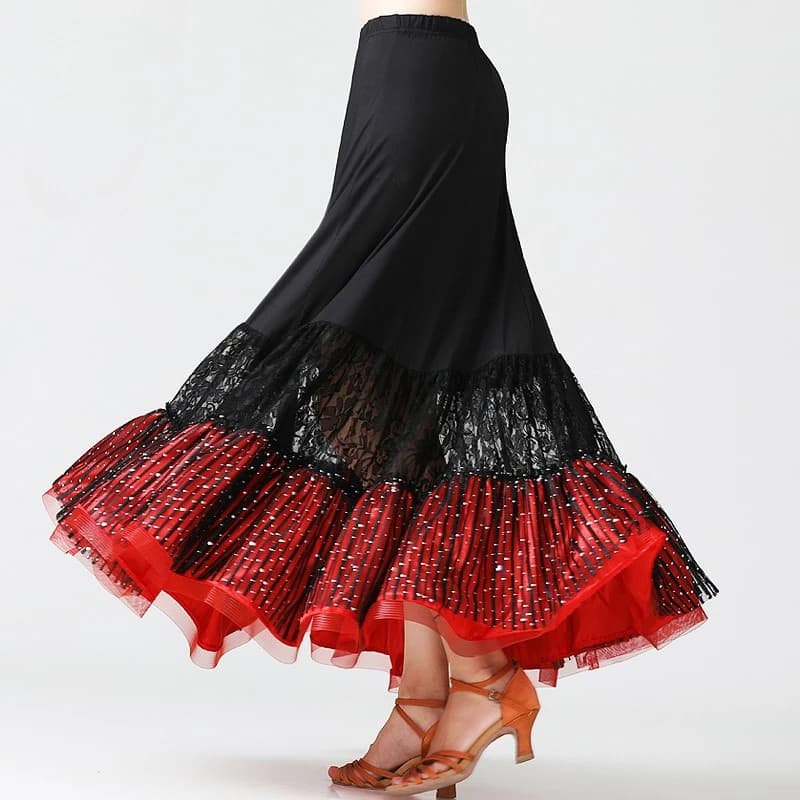Jupe de danse moderne à la mode, longue jupe de salle de bal à volants, Costume de danse Flamenco, r