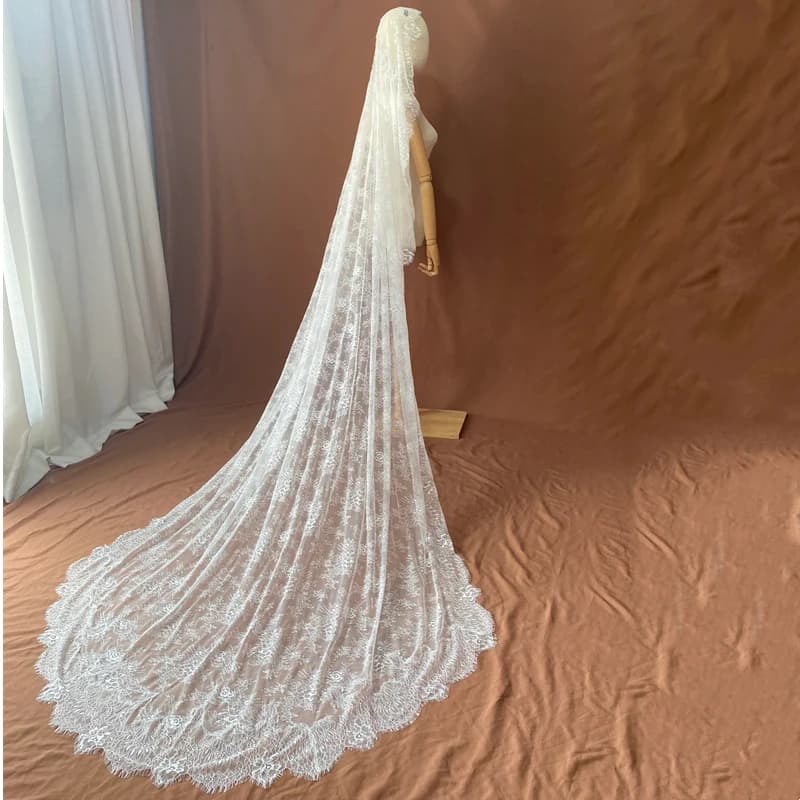 Manille mariage voiles de mariée pour les mariées catholique longue dentelle Vintage blanc cassé gar