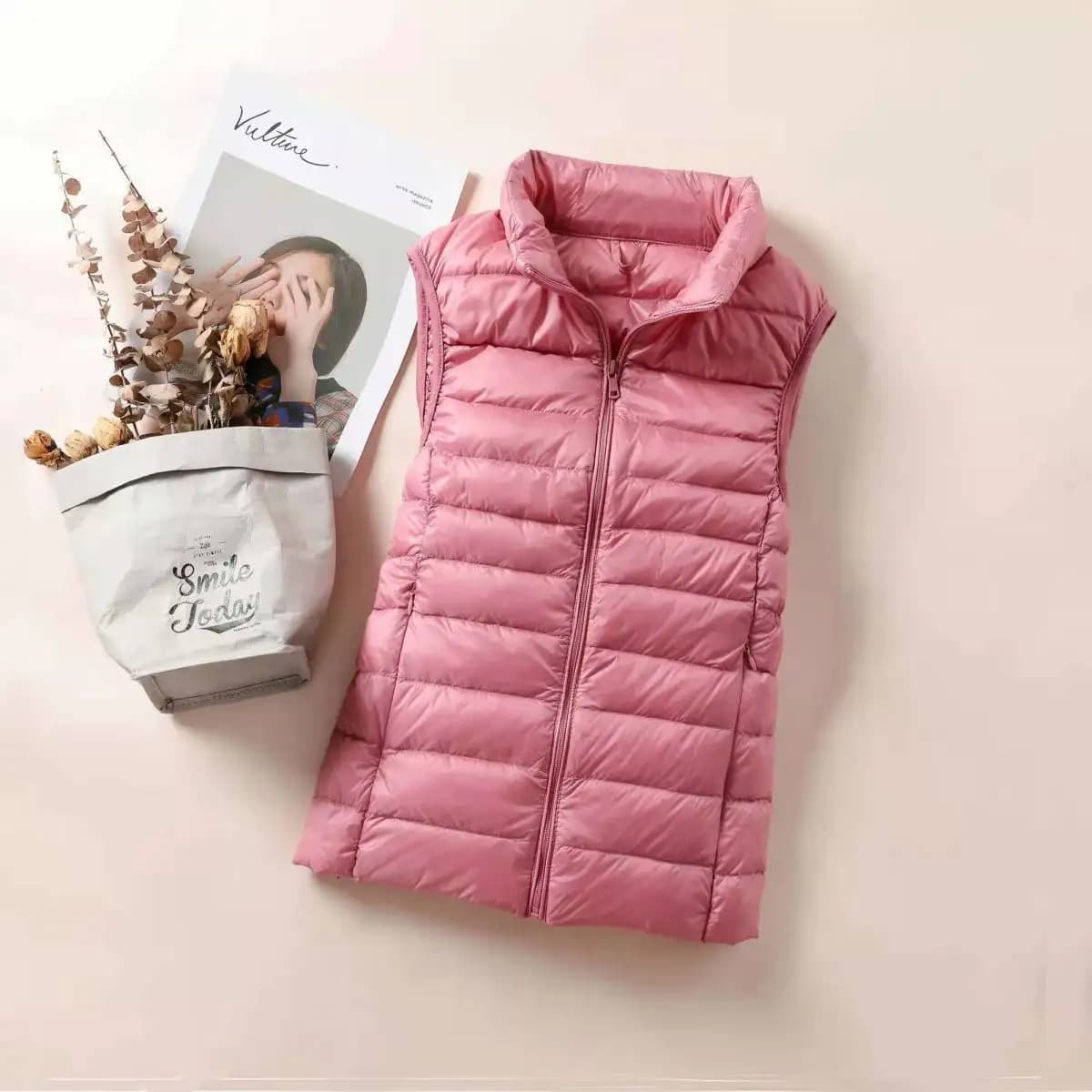 Nouveau Gilet Ultra Léger en Duvet pour Femme 2026 – Veste Sans Manches Slim Portable Coupe-Vent Lég
