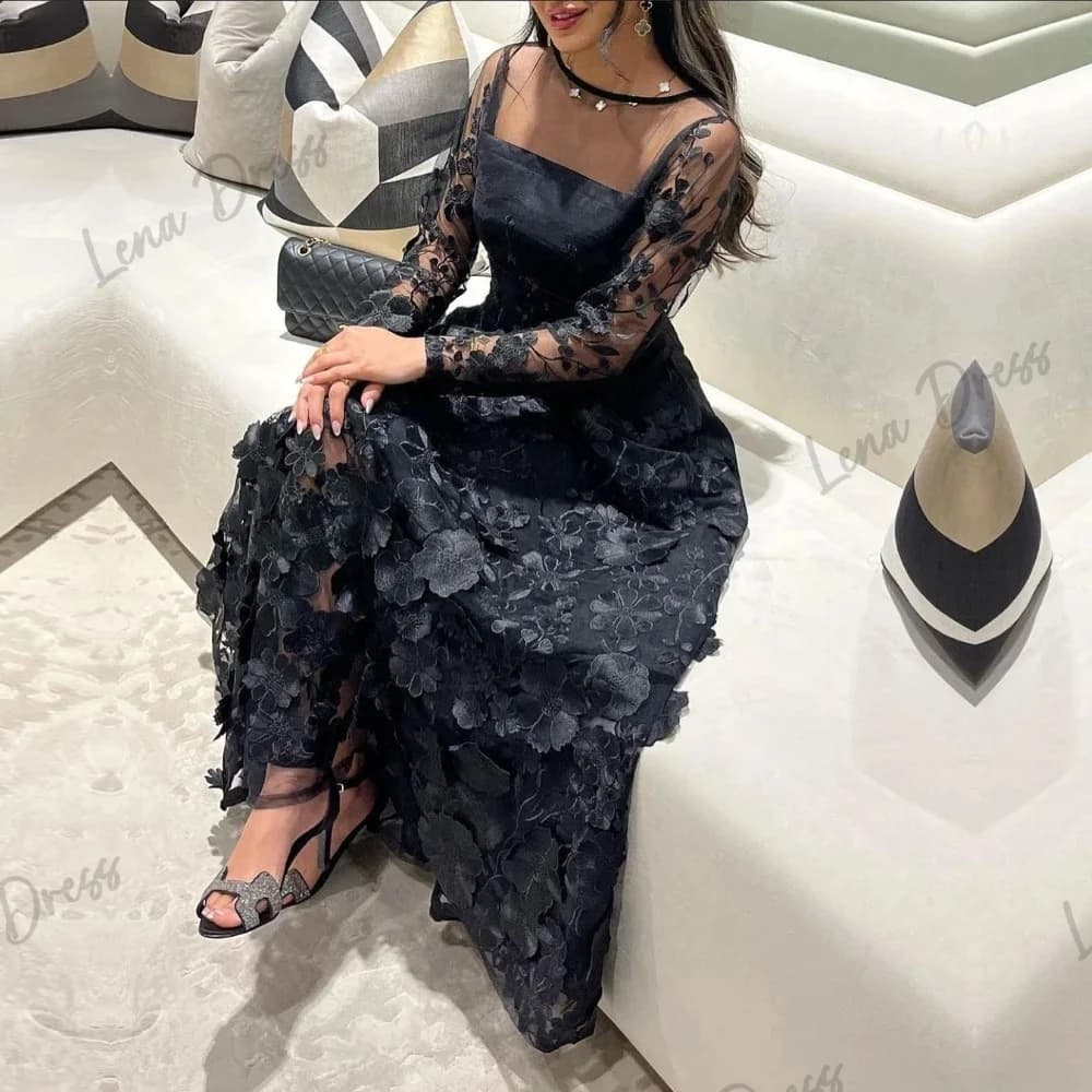 Lena-Robe de Soirée Luxueuse à Manches sulfpour Femme, Sur Mesure, Élégante, pour Occasions Spéciale