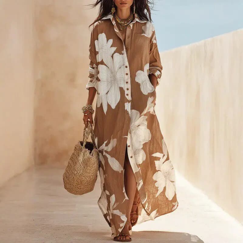 Robes longues de printemps pour femmes, mode décontractée, chemise ample à manches longues, robe che