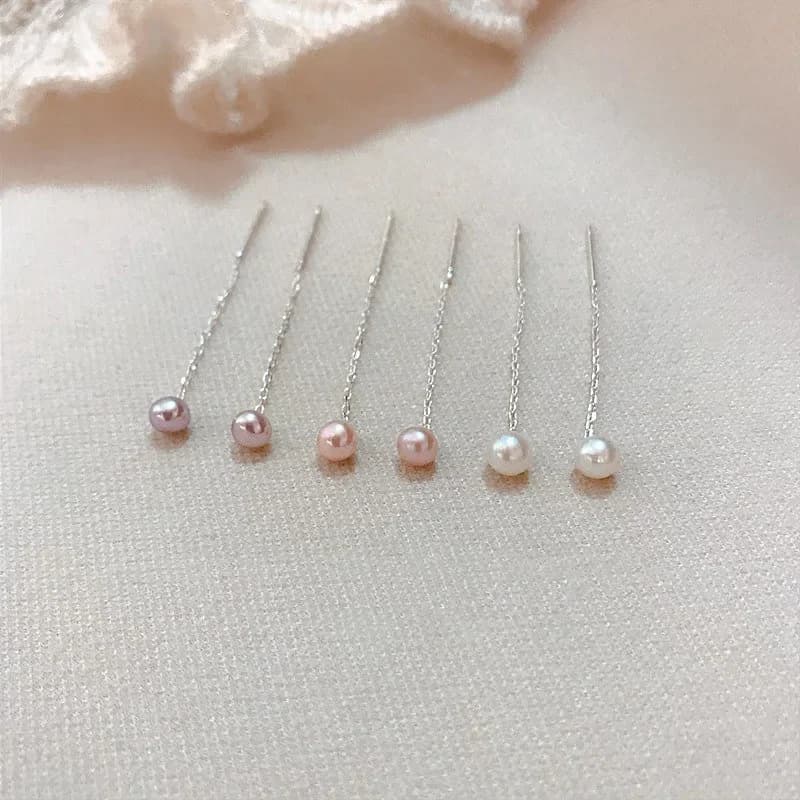 JOLong-Boucles d'oreilles perle en argent regardé 925 pour femme, boucles d'oreilles pompon, cadeaux