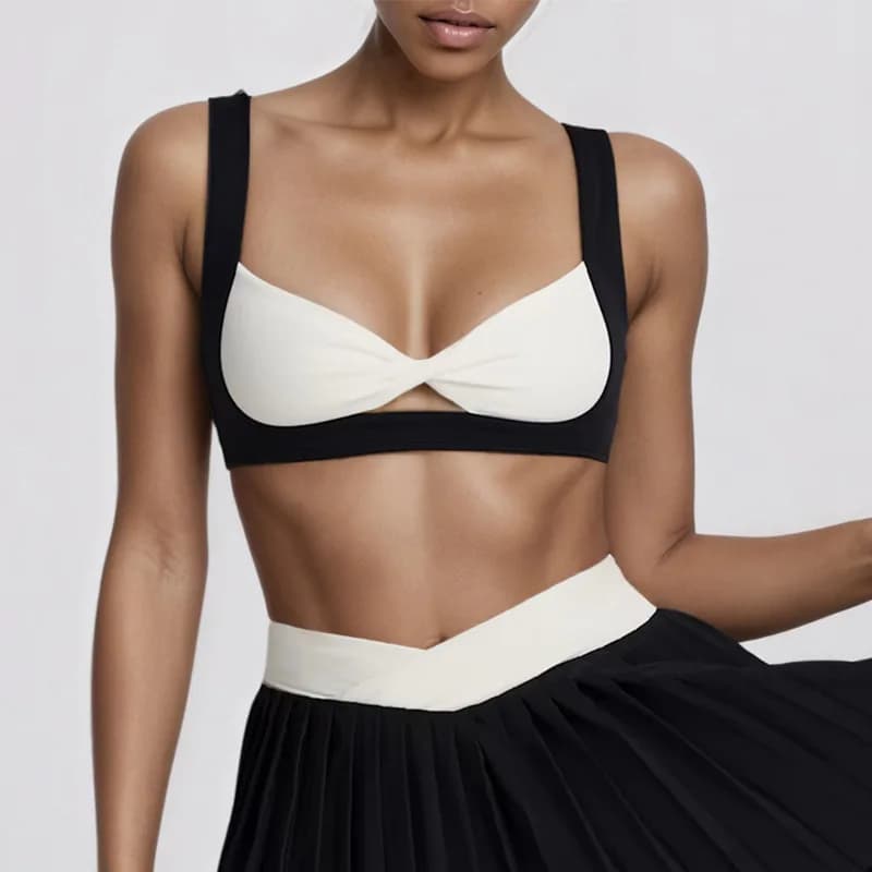 Ensembles de sport pour femme, ensemble color-block, soutien-gorge dos-nu ajusté, séchage rapide, ju