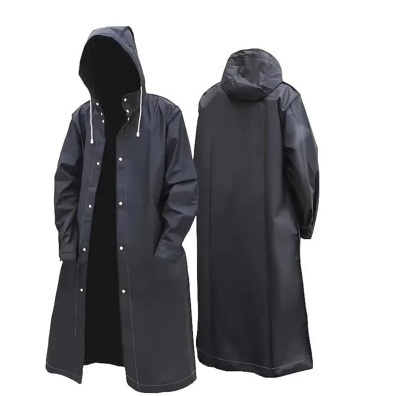 Manteau imperméable Long imperméable noir pour adultes, imperméable à capuche pour hommes et femmes,