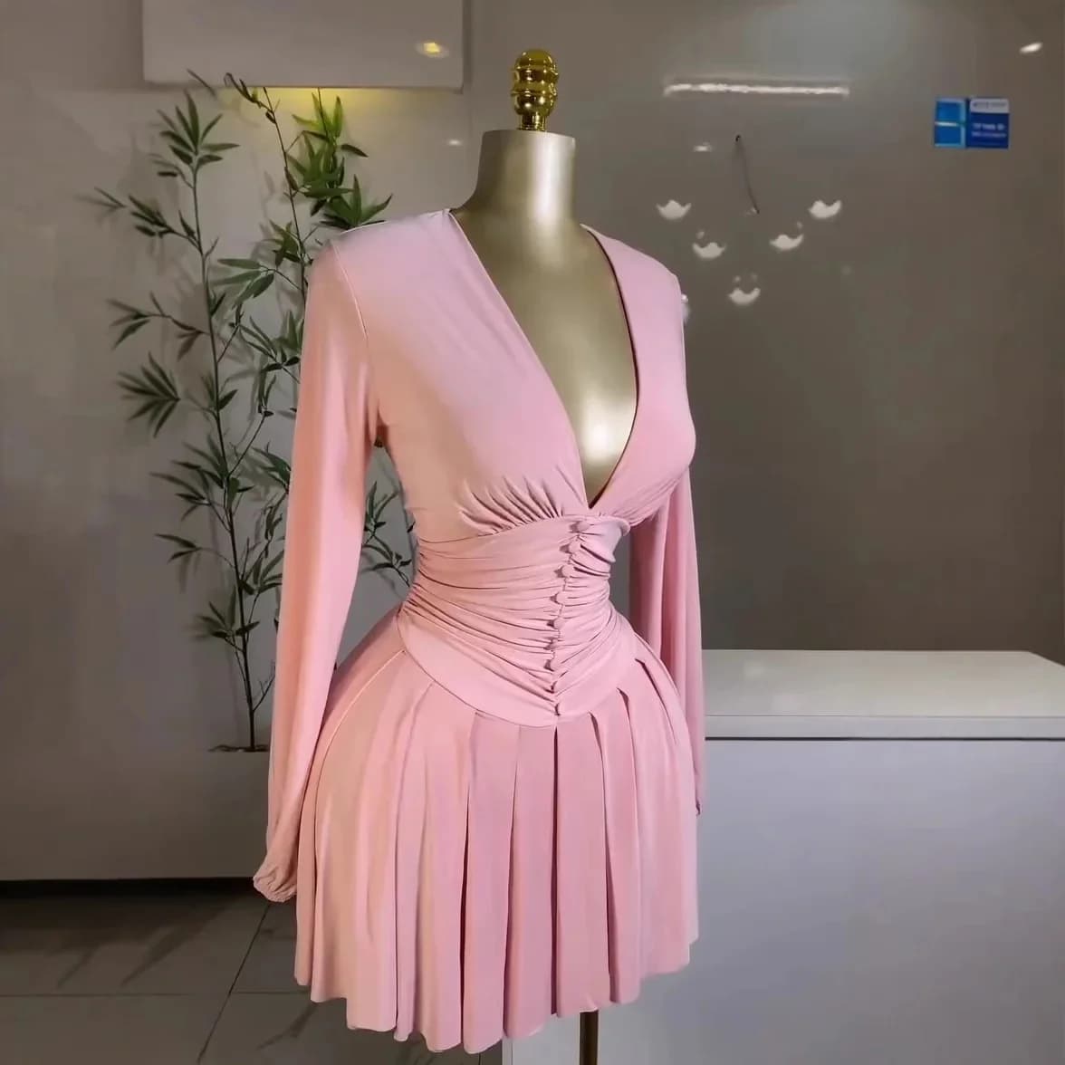 Robe longue plissée à manches longues pour femmes, col en v, Style français, taille amincissante, ju