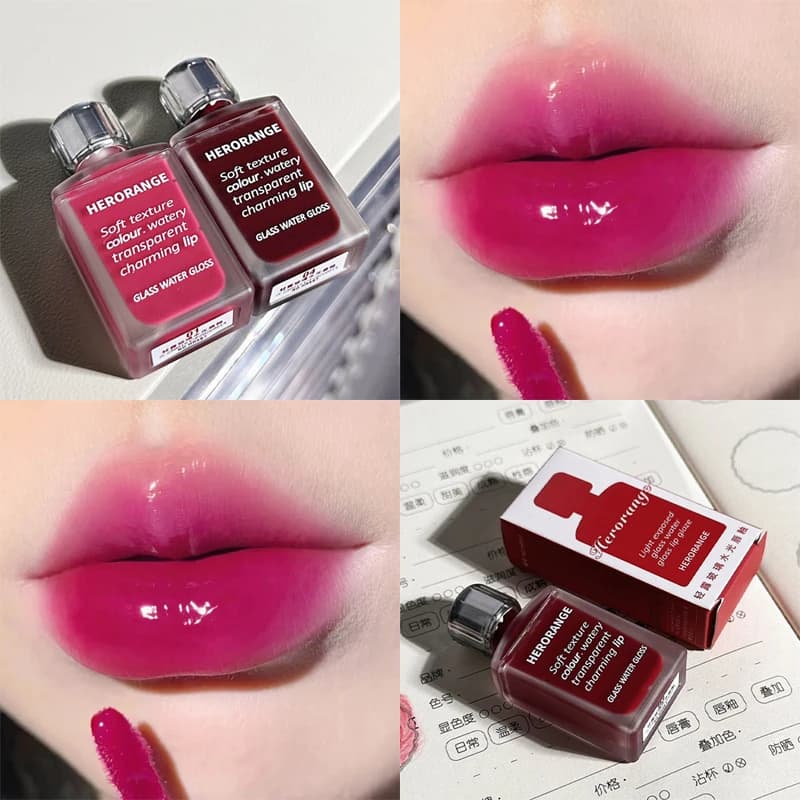 Gloss à lèvres effet miroir Water-Glow, longue tenue, hydratant, teinte pour les lèvres, maquillage,