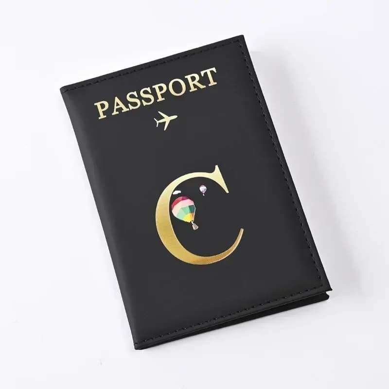 Couverture de passeport en cuir avec lettres imprimées pour hommes et femmes, porte-passeport, Clip 
