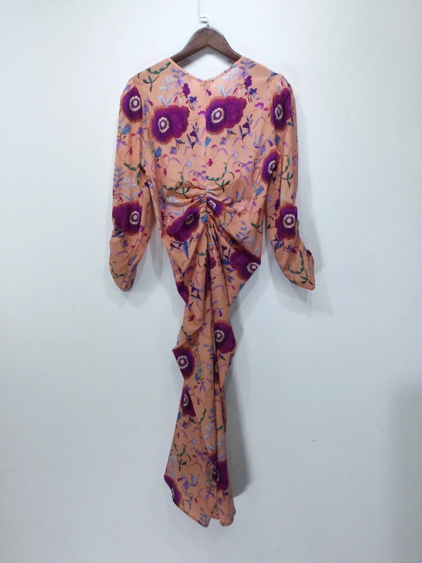 Robe plissée florale printanière pour femmes, robe midi à manches longues