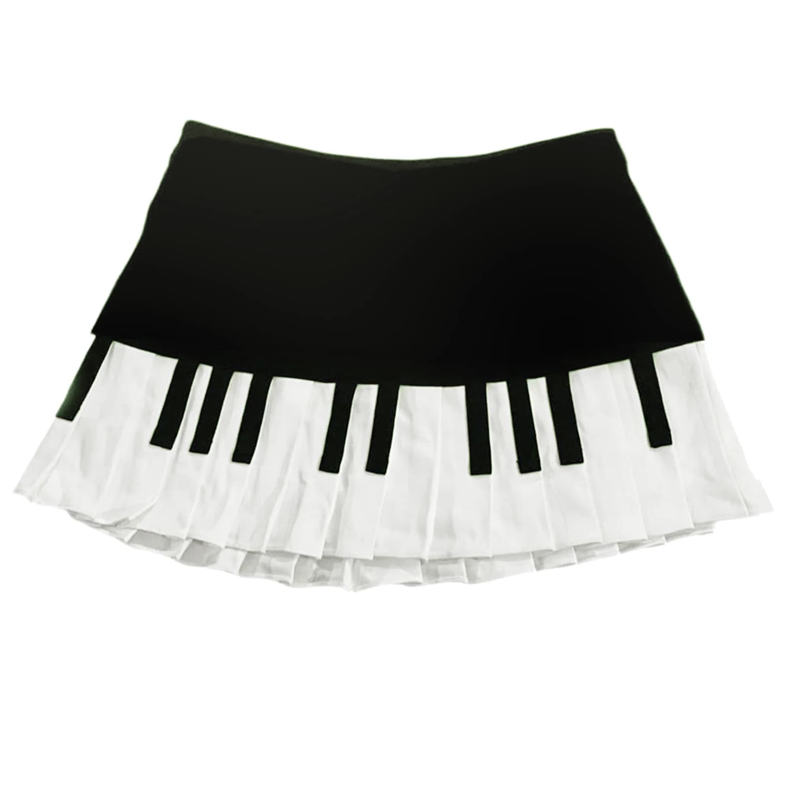 Jupe Style Y2k pour femmes, Streetwear, Mini jupe noire imprimée clé de Piano, ourlet à volants, est
