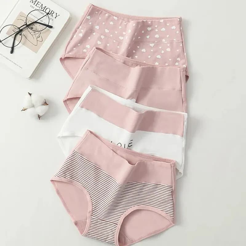 4 pièces culottes pour femmes taille haute sous-vêtements mode imprimé filles slips respirant coton 