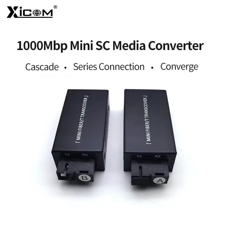 1 paire Gigabit 100/1000M A/B SC Ethernet commutateur de fibres convertisseur de médias Rj45 émetteu