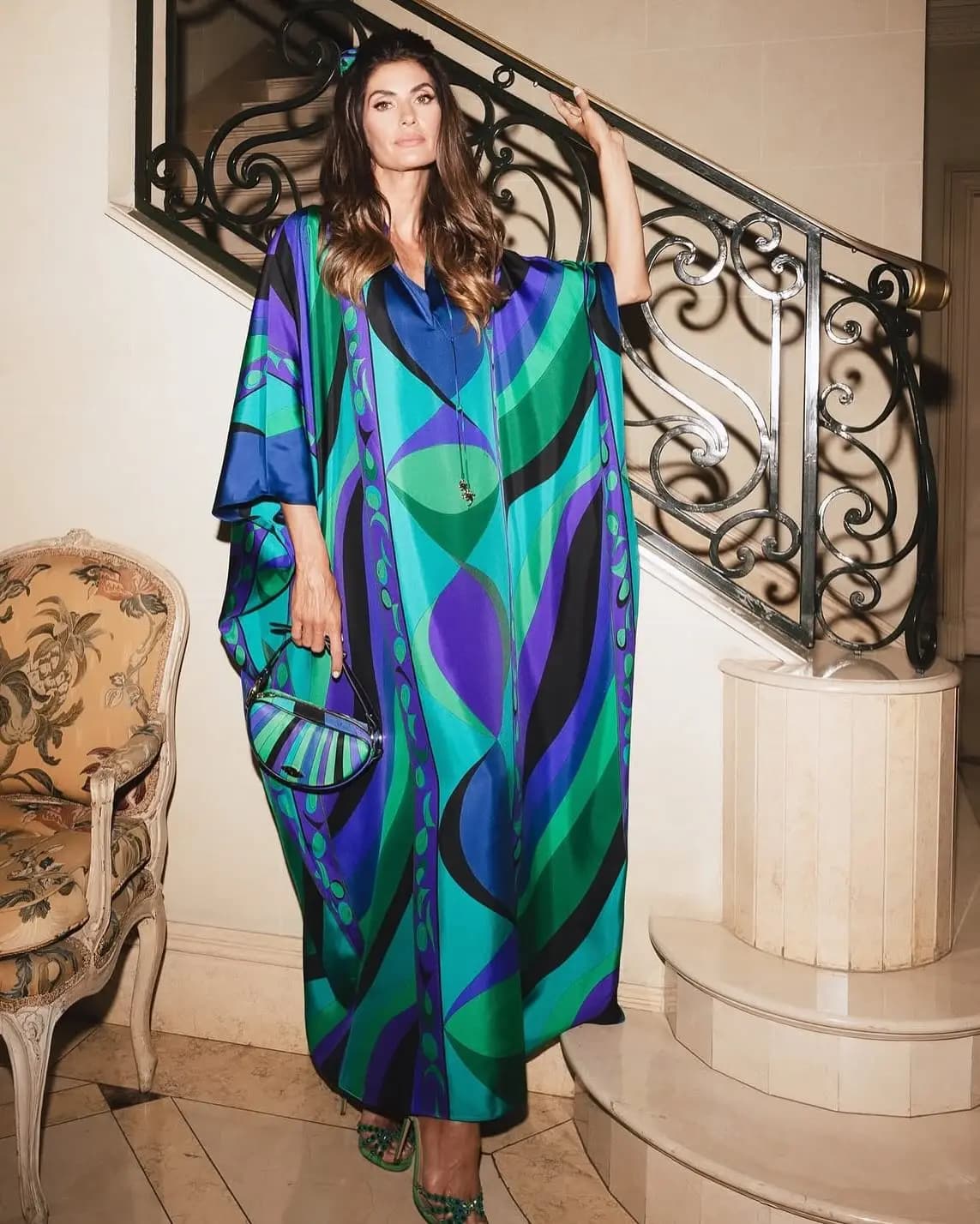 Robe longue imprimée élégante à manches bouffantes pour femmes, Slim, col rond, taille fermée, Robe 