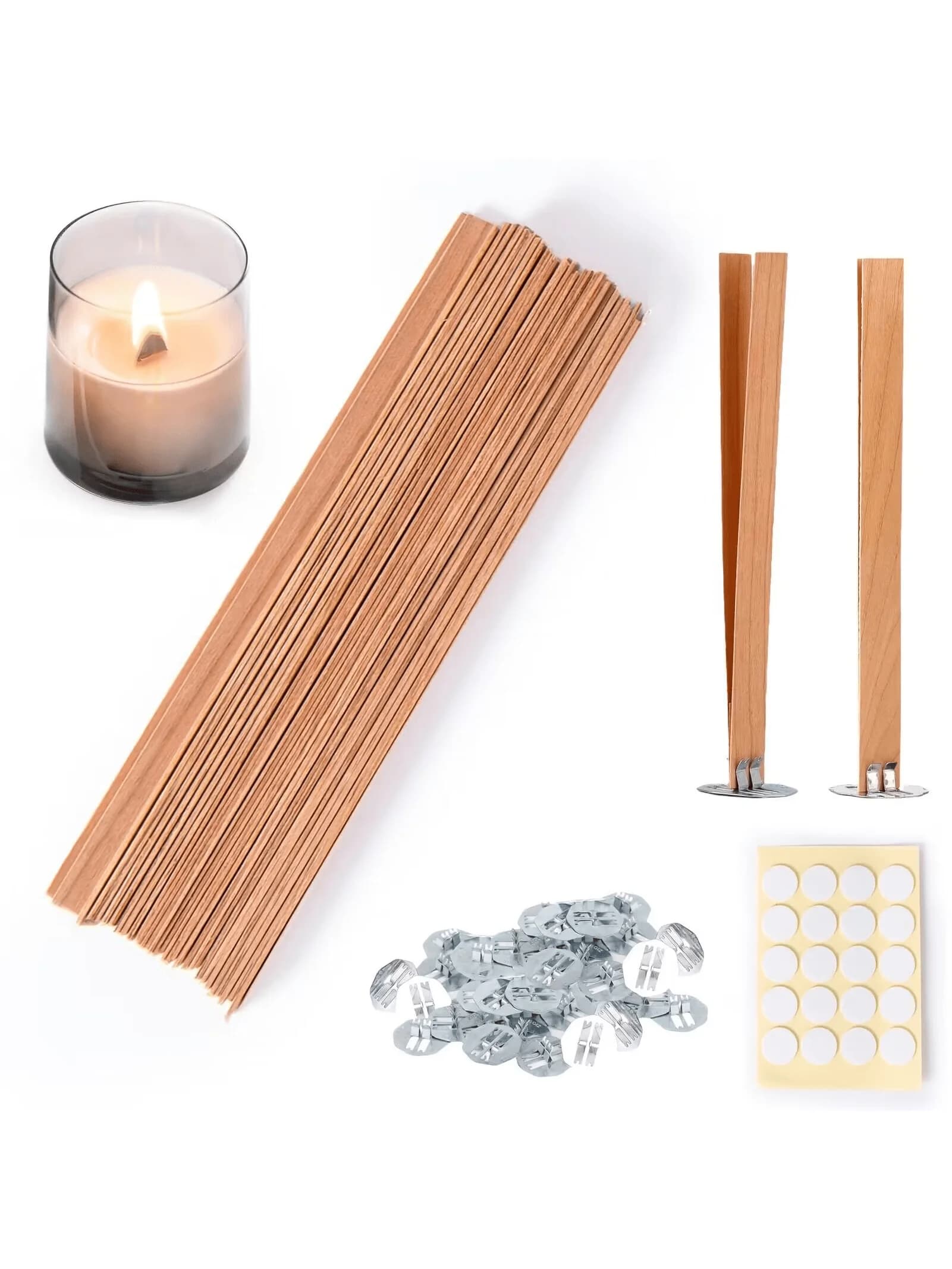 Mèches de bougie en bois de cerisier sans fumée, 40 pièces, mèches en bois, flamme longue durée, fac