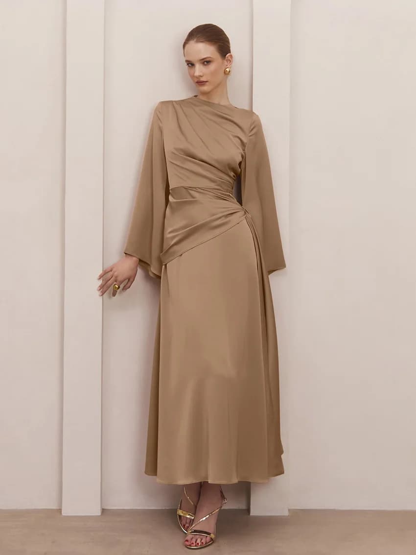 Marthaqiqi mode Femme pyjama à lacets nuisette à manches longues vêtements de nuit col rond chemise 