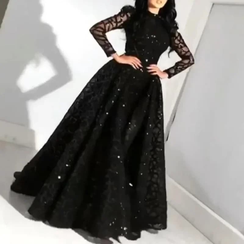 Robe longue pour femmes, nouveau Style, Station indépendante Amazon, manches longues, or, saupoudrag