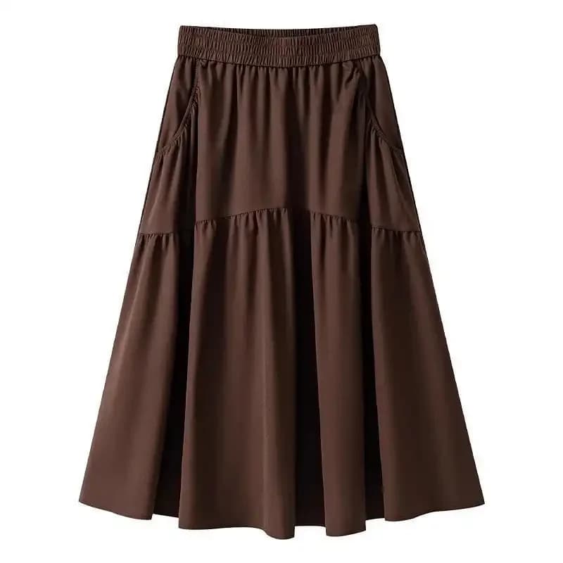 Jupe longue à volants taille haute pour femme avec taille élastique