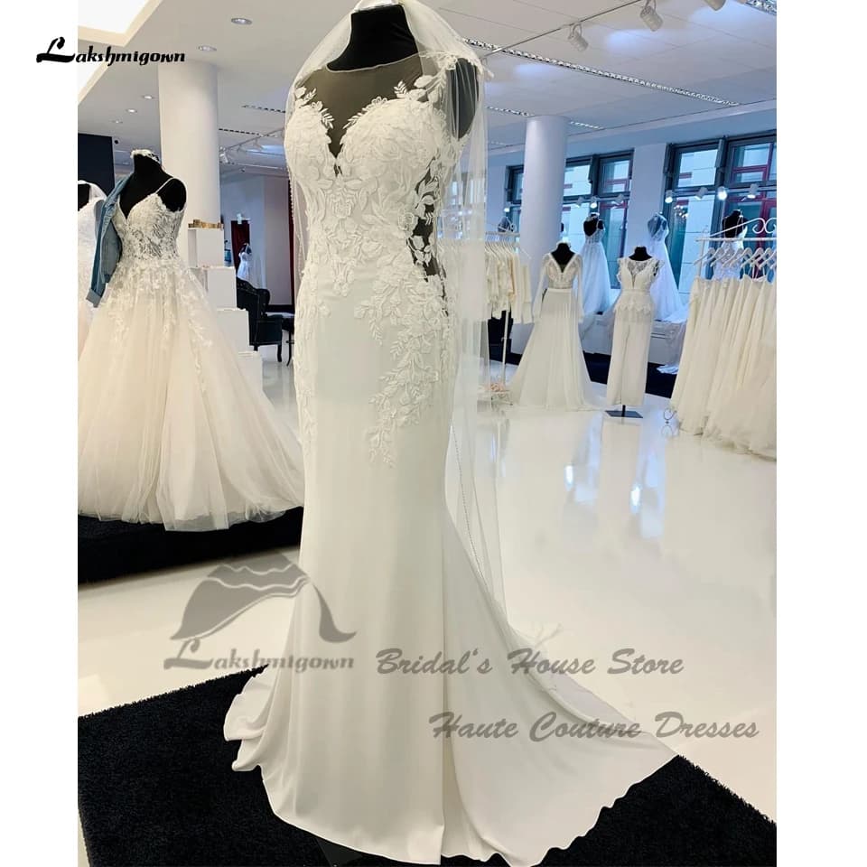 Yanshmigown-Robe de Mariée Sirène en Satin, Longue Tenue Élégante, Style Boho, Personnalisée, pour P