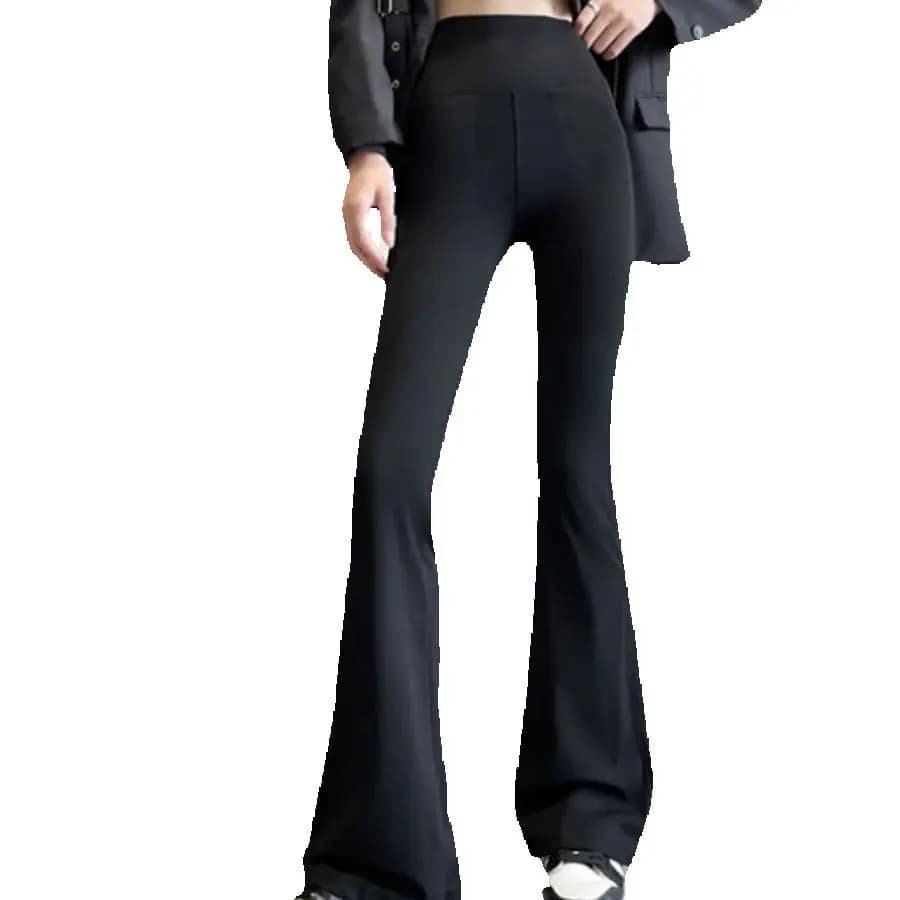 Pantalon habillé à jambes longues évasées, Leggings taille haute, extensible, Bootcut, avec poches, 